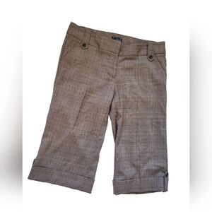 Ellemenno Womens Houndstooth Academia Capri Brown Pants Size 11 Waist 32